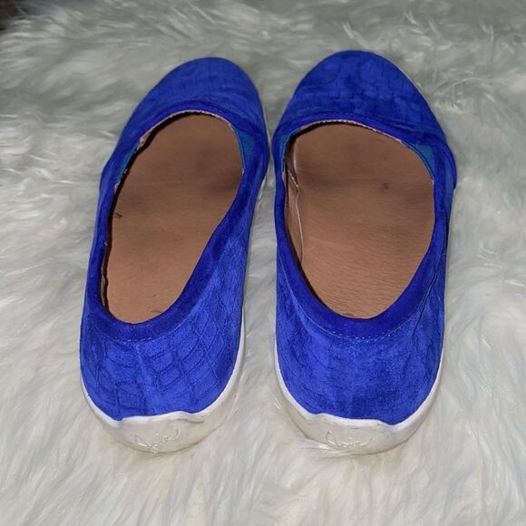 Joie Huxley Royal Blue Croc Print Suede Slip on sneakers/loafers - Picture 4 of 6